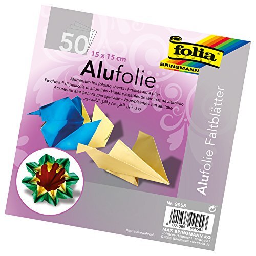 Folia 9955 - vouwbladen van aluminiumfolie 15 x 15 cm, 100 g/m², 50 vellen, op kleur gesorteerd - ideaal voor papiervouwen en andere creatieve knutselwerk