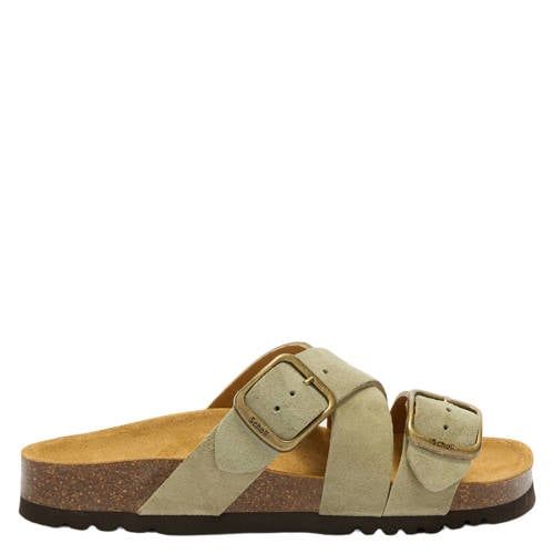 Scholl Selene suède slippers lichtgroen