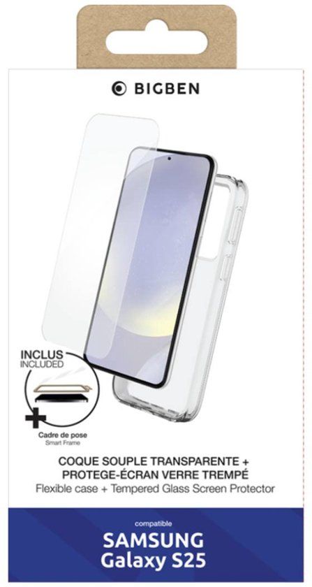 Bigben Connected Samsung Galaxy S25 Hoesje - 2-in-1 Set Flexibel, Transparant