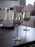 ECHTWERK Onbreekbare wijnglazen/wijnkelk van roestvrij staal, wijnglazenset, rode wijnglas, wijnproeverglazen, campingglazen, cocktailglazen, robuust, onbreekbaar, Silver Edition, 2-delig, 21 x 7,3