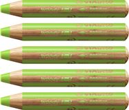 STABILO Woody 3 in 1 - Kleurpotlood, aquarelpotlood & waskrijt - 5 Stuks - Lichtgroen