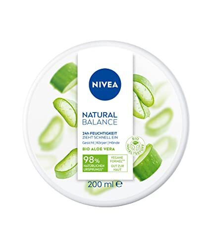 NIVEA NIVEA Natural Balance Aloë Vera Multifunctionele crème (200 ml), hydraterende, veganistische crème met biologische aloë vera, universele crème voor gezicht, lichaam en handen