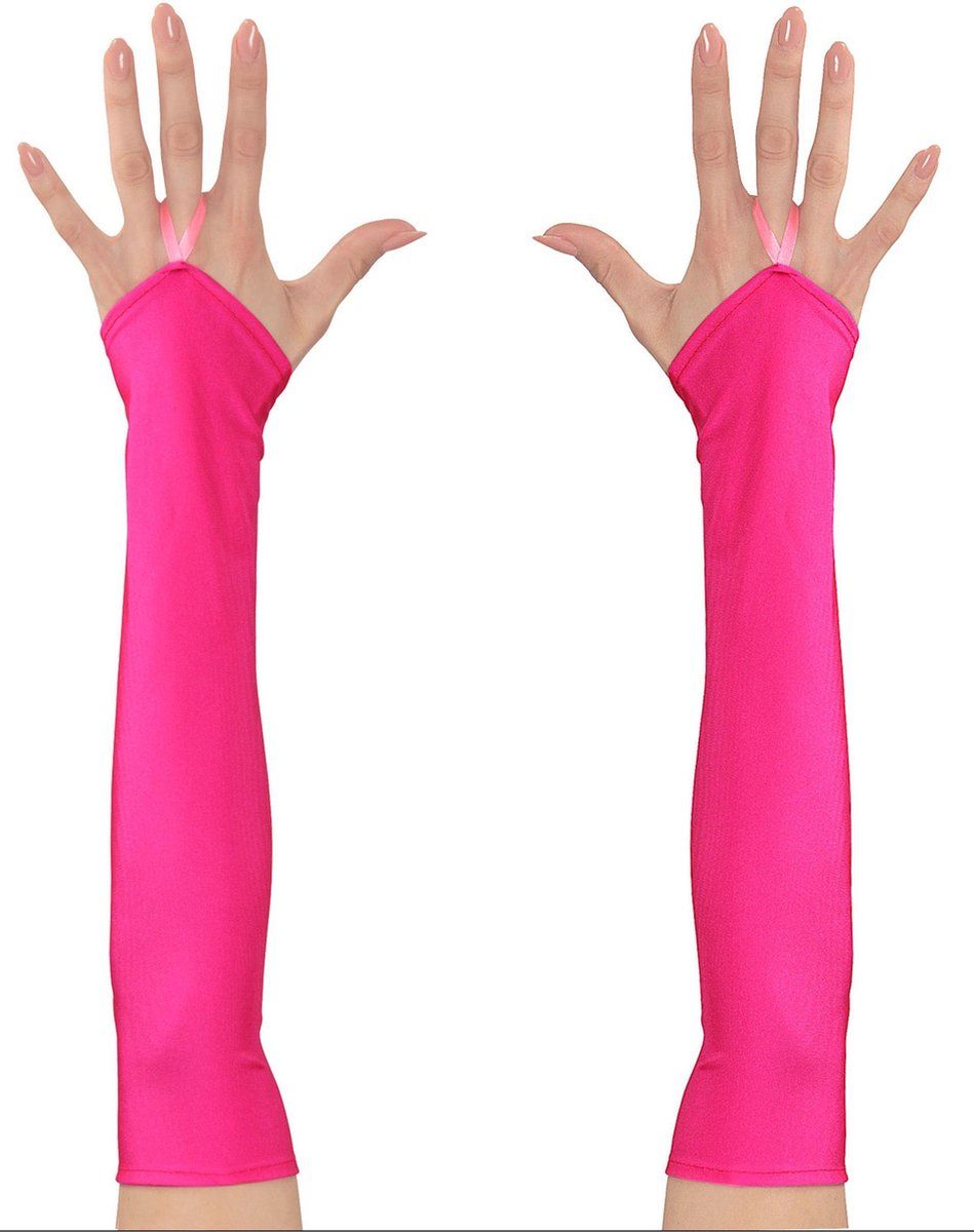 Widmann 00593 - Neonkleurige vingerloze satijnen handschoenen - polyester - 2022
