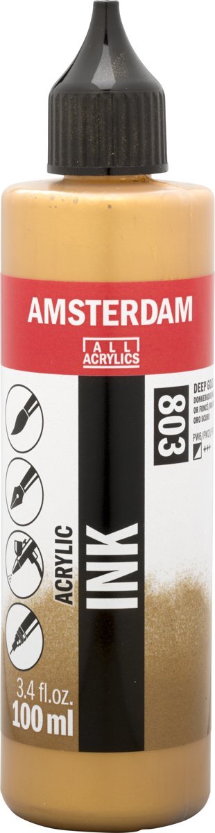 Amsterdam Acrylic Ink flacon 100ml acrylinkt - 803 - Donkergoud - halfdekkend