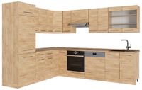 Vicco Hoekkeuken Fame-Line, Goudkleurig Eiken/Goudkleurig Eiken, 287 x 227 cm, WB Eik