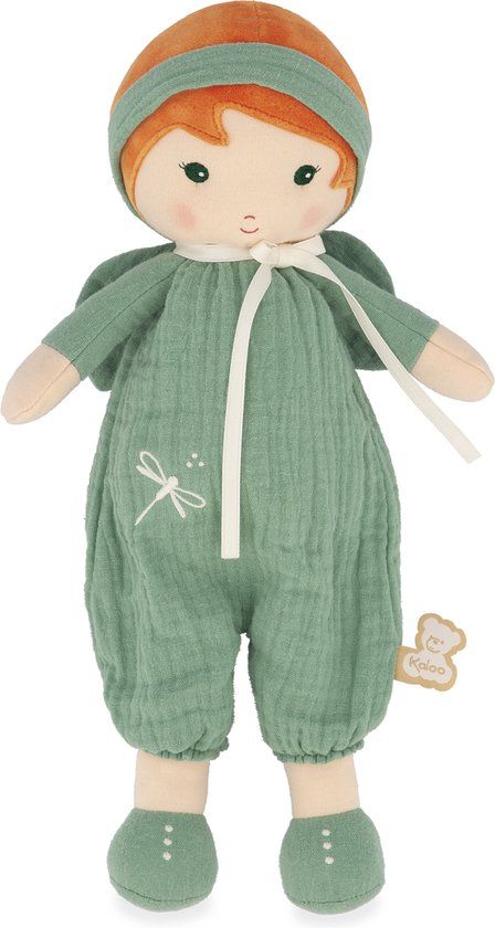 Kaloo Tendresse - Mijn Eerste Lappenpop Olivia (32 Cm) - Olijfgroene Tuinbroek - Pluche