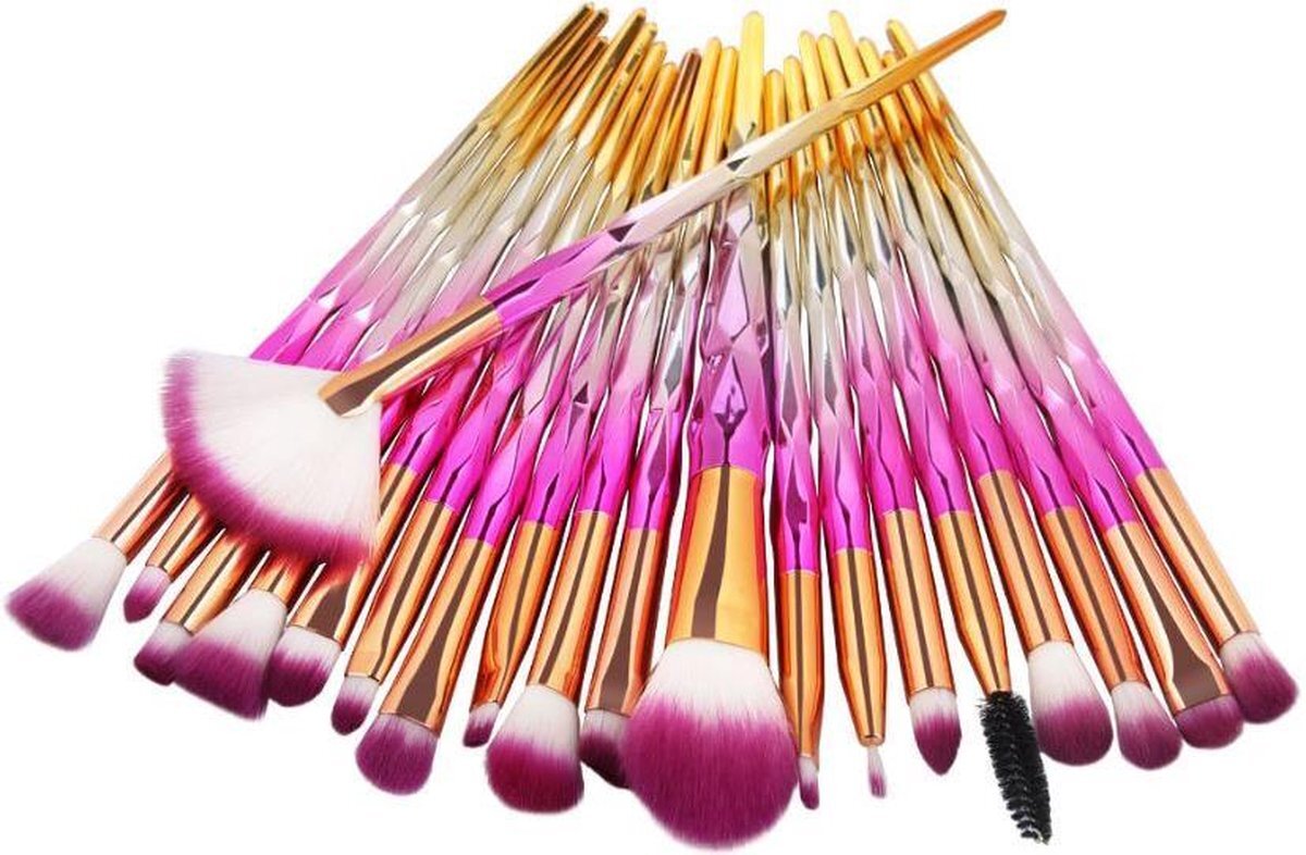 New Age Devi 20Stuks Diamond Make-Up Kwasten Set Roze Poeder Foundation Blush Mengen Oogschaduw Lip Cosmetische Beauty - Make Up Borstel - Penseel - oogschaduw - highlighter - brushes - makeup - kwastenset - Maskerkwast