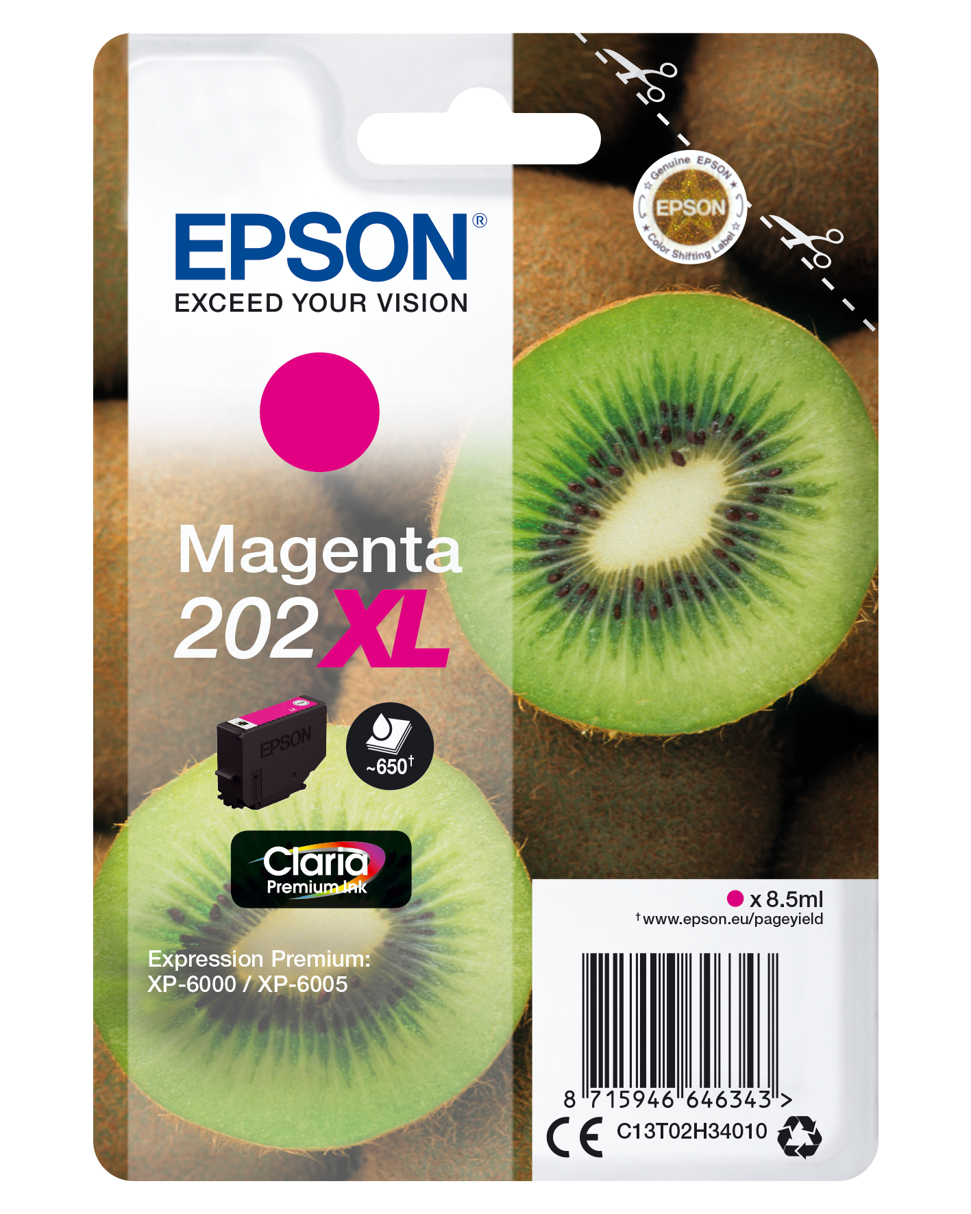 Epson Kiwi Singlepack Magenta 202XL Claria Premium Ink single pack / magenta