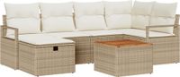 vidaXL - Tuinbank - Set - met - kussen - met - opslag - 7 - pcs - Beige - poly - rattan