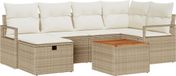 vidaXL - Tuinbank - Set - met - kussen - met - opslag - 7 - pcs - Beige - poly - rattan
