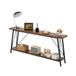 VEVOR Table console étroite pour canapé, 180 x 30 x 80 cm, table d'entrée longue à 2 niveaux, console meuble avec cadre en métal, pour couloir, salon, bureau et chambre à coucher, marron et noir