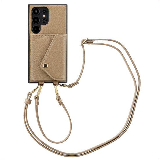 Selencia Hoesje - Samsung Galaxy S24 Ultra - Sera Koordhoes met Pashouder Envelop - Taupe