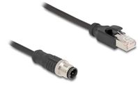 Delock M12 4-pins D-gecodeerd (m) - RJ45 (m) industriële netwerkkabel | CAT5e | PU | 0,50 meter