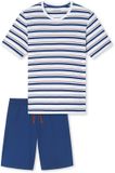 SCHIESSER Pyjama Kort Heren Wit Gestreept 100% Katoen