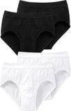 Schiesser Slip Authentic Sport Heren Zwart/Wit Katoen/Elastaan 4-Pack XXL