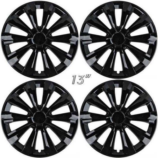 Wieldoppen DELTA-BK 13 inch glanzend zwart - Set van 4 stuks
