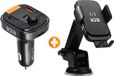 R2B Support téléphone voiture ventouse avec chargeur sans fil + transmetteur Bluetooth voiture