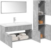 Maison Exclusive - Ensemble de meubles de salle de bain, 4 pièces, couleur béton, fibre de bois