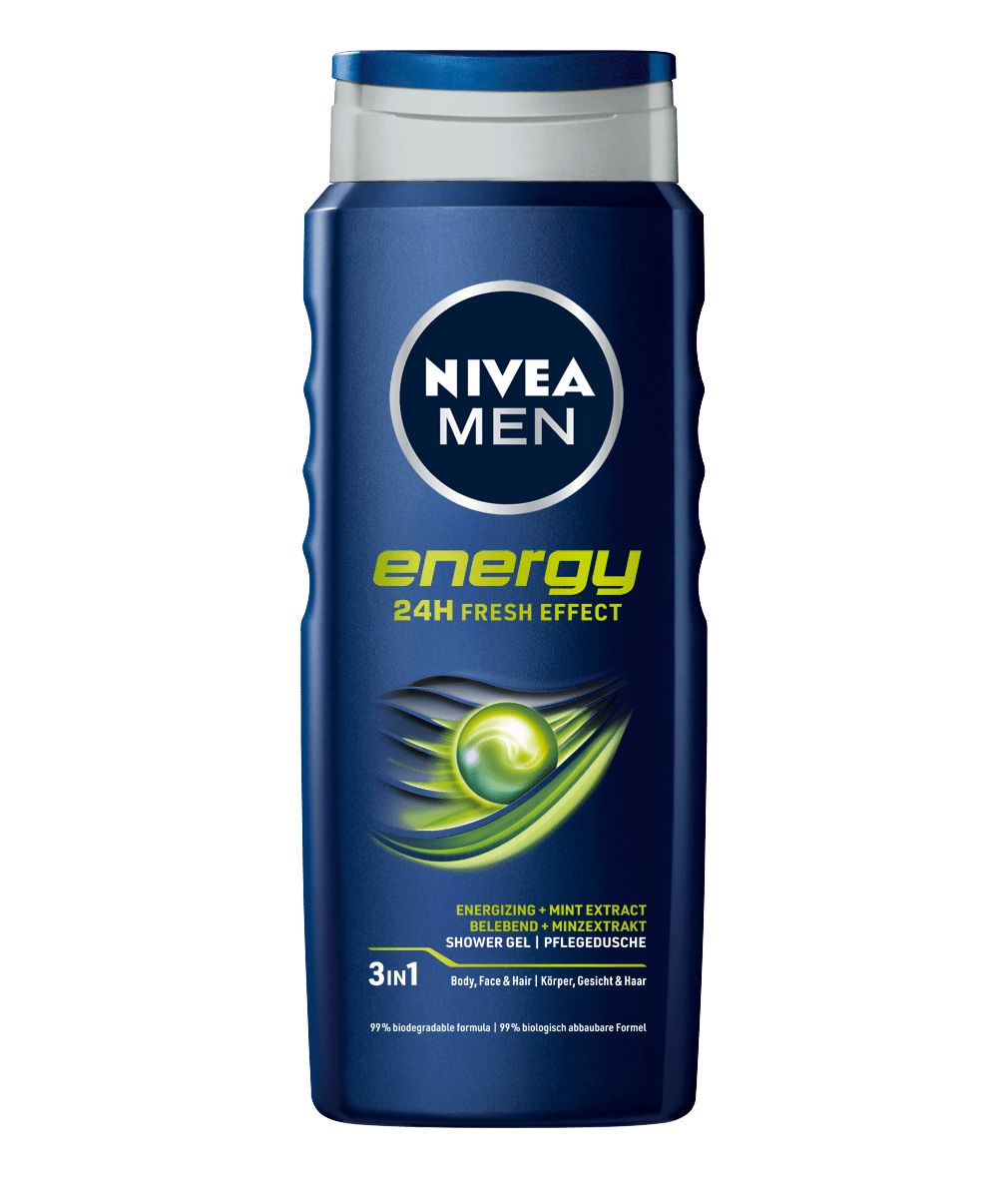 NIVEA Men Energy Shower Gel - 500ml - Body & Hair - Shower Gel for Men