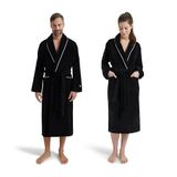 Möve Homewear sjaalkraag jas velours in maat XL van 100% katoen, zwart