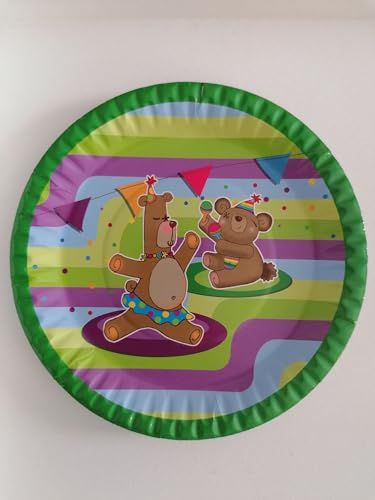 ALMACENESADAN - Verjaardagsfeestset - 8 borden - 23 cm - Beren