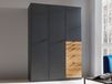 OTAMENDI Armoire 3 portes 5 tiroirs gris métal/chêne artisan