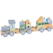 LUPILU Train en bois, avec 2 wagons (Bleu)