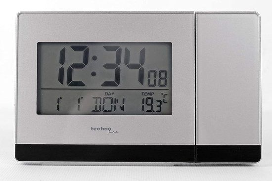 Techno Line WT 538 - Projectie Wekker - Radio Controlled - Zilver/Antraciet