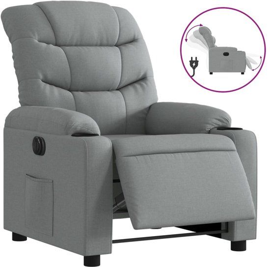 VidaXL Fauteuil elektrisch verstelbaar stof lichtgrijs