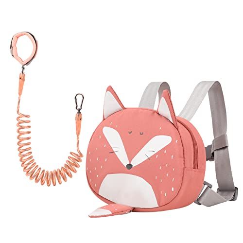 Bebamour Huisdierrugzak met veiligheidsteugels, mini-tas met kinderveiligheidskabel, draagbare rugzak, rugzak met veiligheidsharnas voor jongens en meisjes, Orange Fox