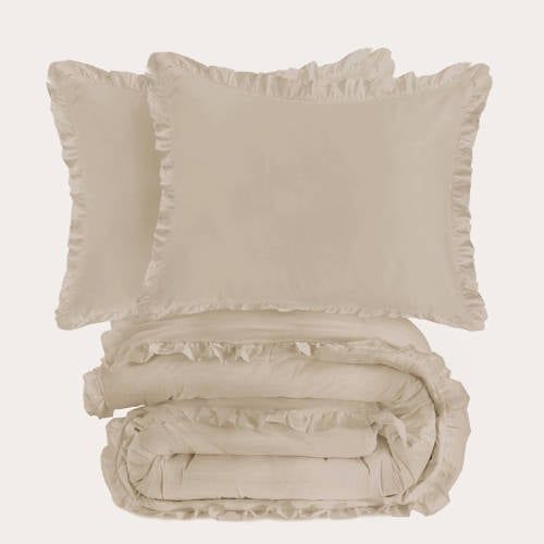 NOUS Living katoenen ruffle dekbedovertrek 2-persoons (200x200 cm)
