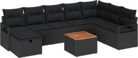 vidaXL Tuinbank Set 9-delig Zwart Polyrattan