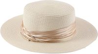 Emilie collection Dames Hoed – creme - Elegante Zomerhoed met Pareldetail – Bruiloft & Kerk – Brede Rand 8 cm
