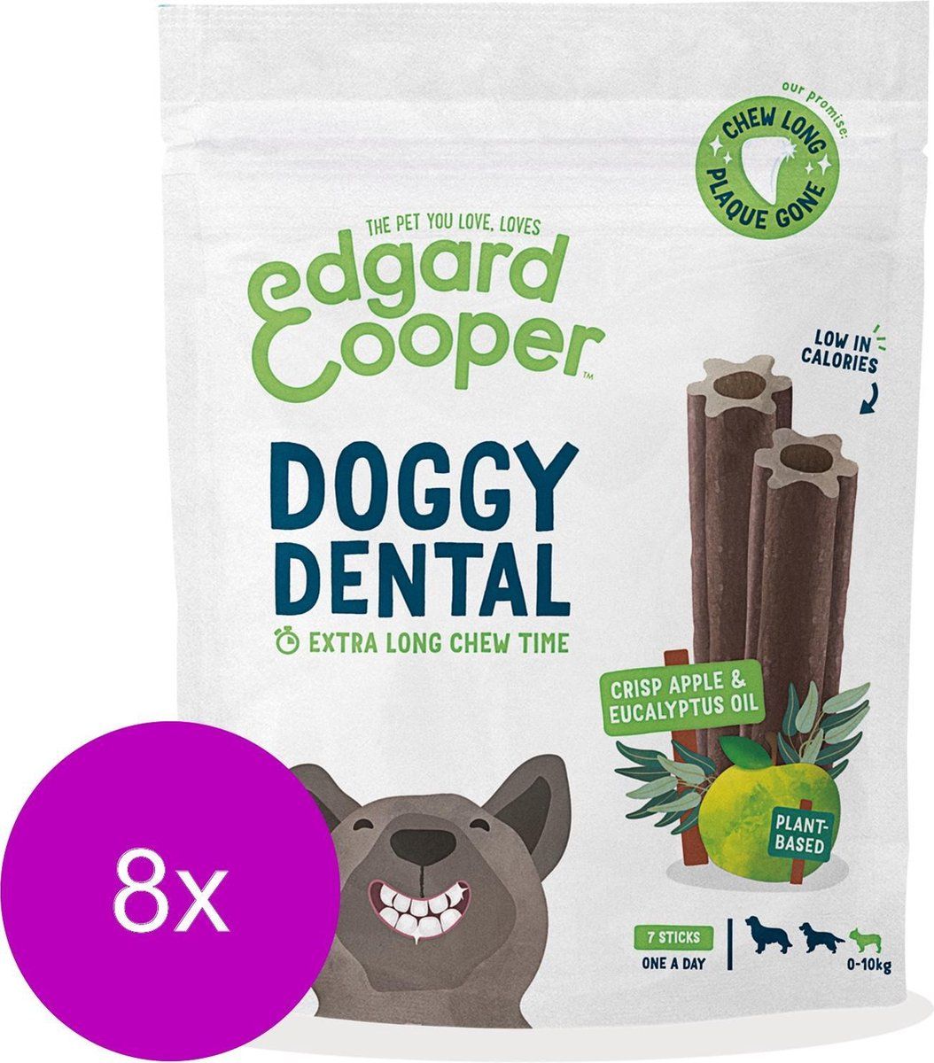 Edgard & Cooper Doggy Dental Appel&Munt - Hondensnacks - 8 x S