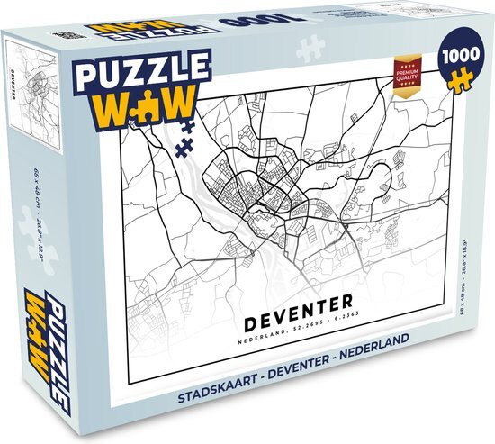 MuchoWow Puzzel Stadskaart - Deventer - Nederland - Legpuzzel - Puzzel 1000 stukjes volwassenen - Plattegrond