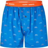 Happy Shorts Heren Wijde Boxershorts Fiets Print Blauw - Maat XL