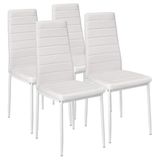 Bakaji Set van 4 eetkamerstoelen, woonkamer, keuken, modern design, metalen frame en gevoerde zitting van kunstleer, afmetingen 98 x 41 x 45 cm (wit)