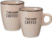 Excellent Houseware Siaki koffie kopjes Barista Cafe - 2x stuks - beige - 220 ml - mokken - keramiek