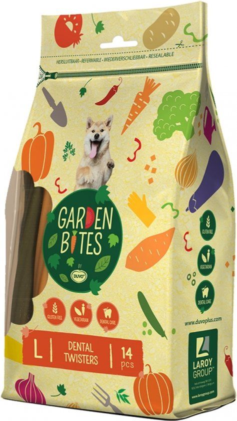 Duvo+ Garden Bites Dental Twisters Hondensnack Glutenvrij - L - 14 stuks