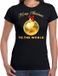 Bellatio Decorations Shoppartners Bv Foute Kerst t-shirt - Merry Christmas to the world - wereldbol kerstbal - zwart - dames - kerstkleding / kerst outfit XXL