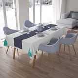Bonamaison Tafelkleed, Anti-Mold, Sneldrogend, Waterdicht, 100% Polyester Tafellaken, Turkoois, wit, 140 x 200 Cm