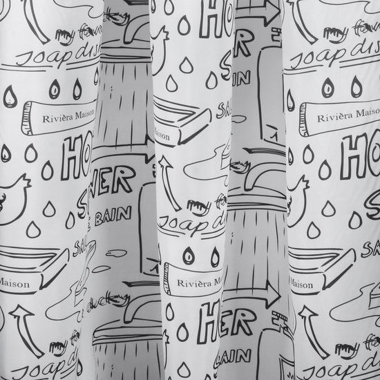 Differnz Douchegordijn Bath - 180 x 200 cm - Zwart - 100% Polyester