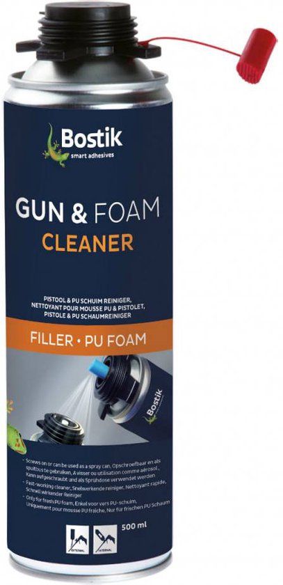 Bostik Gun and Foam Cleaner reiniger - 500 ml bus - transparant - voor vers PU-schuim en pistool