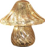 Annas Collection Paddenstoel glas led op batterij met timer 19x19 cm mercury goud