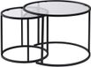 Hanah Home Set de tables basses Verre noir/transparent