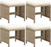vidaXL Tuinkrukken 4 stuks met kussens poly rattan beige