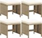 vidaXL Tuinkrukken 4 stuks met kussens poly rattan beige
