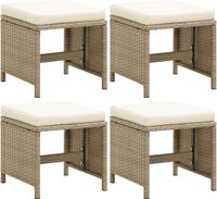 vidaXL Krukken 4 stuks met kussens polyrotan beige