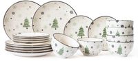 Cookinglife Serviesset - Kerstservies - Aardewerk - Groen 18-delig / 6 personen