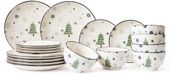 Cookinglife Serviesset - Kerstservies - Aardewerk - Groen 18-delig / 6 personen